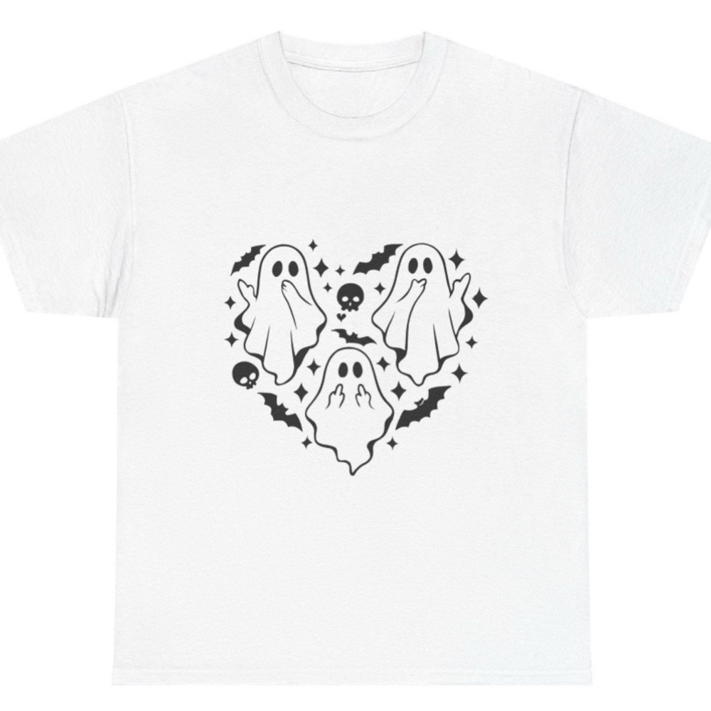Woman’s White Ghost Print T-Shirt